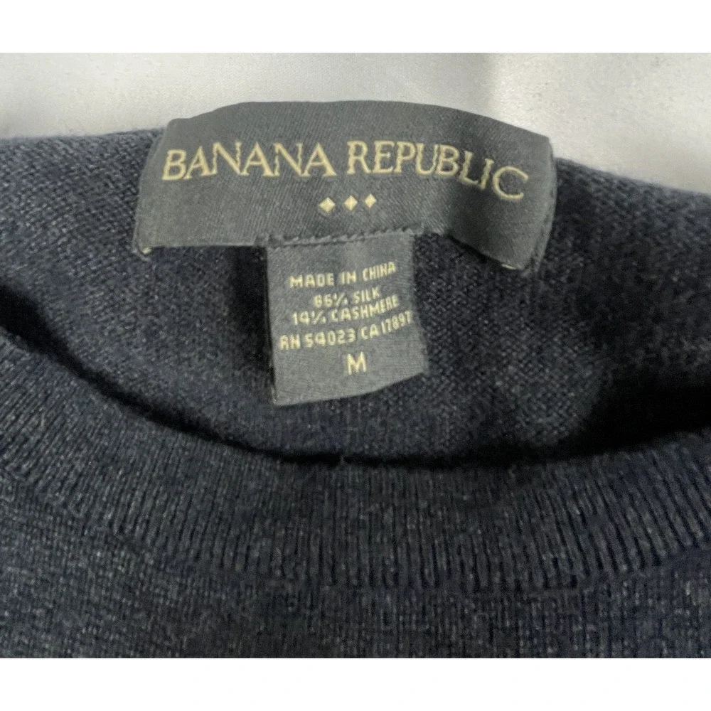 BANANA REPUBLIC MENS MEDIUM SILK CASHMERE CREW NECK SWEATER GRAY LONG SLEEVE